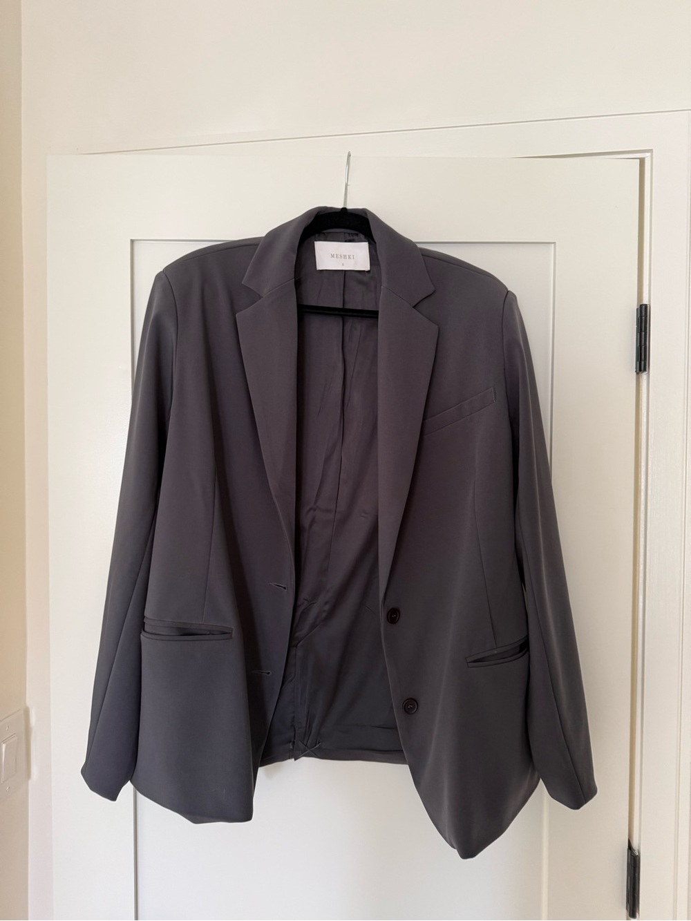 MESHKI Simone Oversized Blazer Jacket in Gray Charcoal - Picture 2 of 10